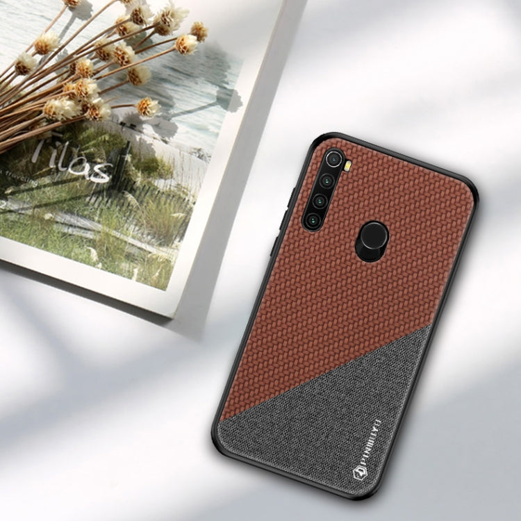 For Xiaomi RedMi Note 8 PINWUYO Rong Series  Shockproof PC + TPU+ Chemical Fiber Cloth Protective Cover(Brown) - Xiaomi Cases by buy2fix | Online Shopping UK | buy2fix