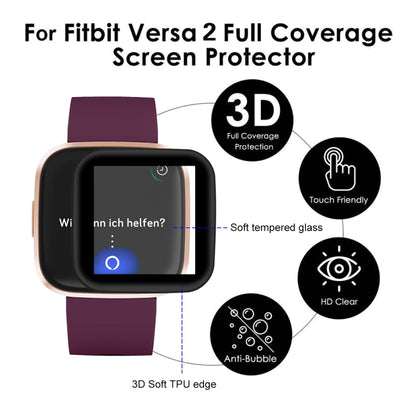 For Fitbit Versa 2 (2019) ENKAY Hat-prince 3D Full Screen Soft TPU Edge + Soft Glass HD Screen Protector Film - Screen Protector by ENKAY | Online Shopping UK | buy2fix