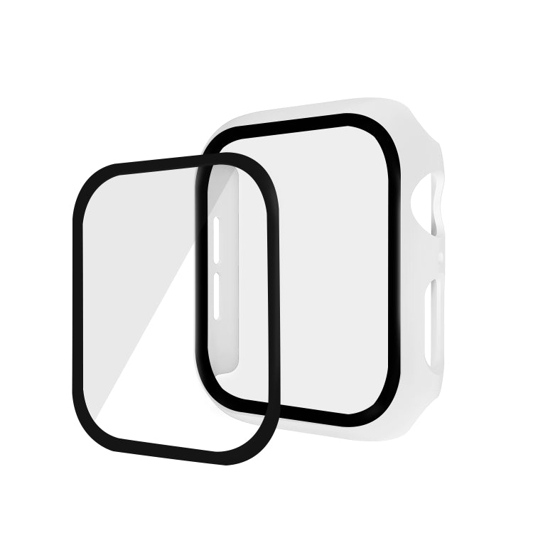 ENKAY Hat-prince Full Coverage PC Case + Tempered Glass Protector for Apple Watch Series 5 / 4 44mm(White) - Watch Cases by ENKAY | Online Shopping UK | buy2fix