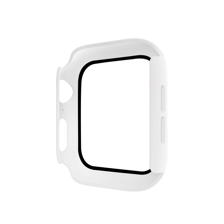 ENKAY Hat-prince Full Coverage PC Case + Tempered Glass Protector for Apple Watch Series 5 / 4 44mm(White) - Watch Cases by ENKAY | Online Shopping UK | buy2fix