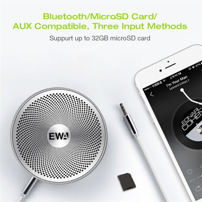 EWA A3 Mini Speakers 8W 3D Stereo Music Surround Wireless Bluetooth Speakers  Portable  Sound Bass Support TF Cards USB(Gray) - Desktop Speaker by EWA | Online Shopping UK | buy2fix