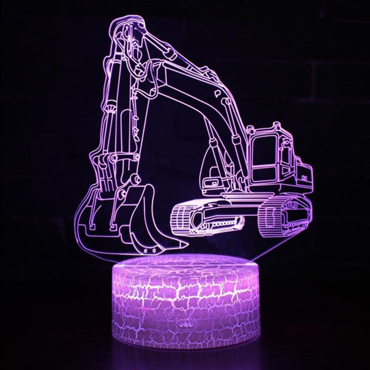 3W Excavator 3D Light Colorful Touch Control Light Creative Small Table Lamp with Crack Base, Style:Touch Switch - Novelty Lighting by buy2fix | Online Shopping UK | buy2fix