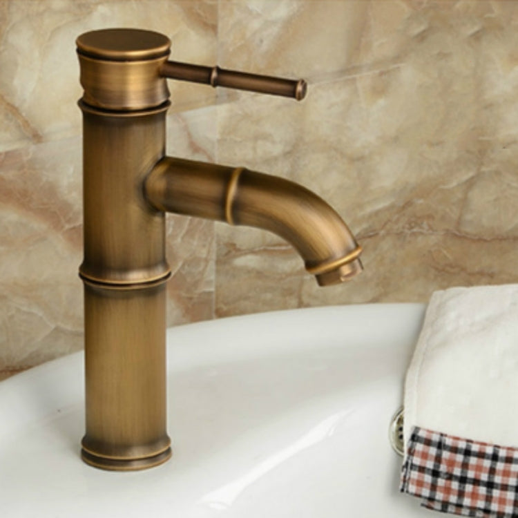 Antique Retro Hot Cold Water Bathroom Counter Basin Bamboo Waterfall Basin Copper Faucet, Specifications:Elbow 2 Knots - Faucets & Accessories by buy2fix | Online Shopping UK | buy2fix