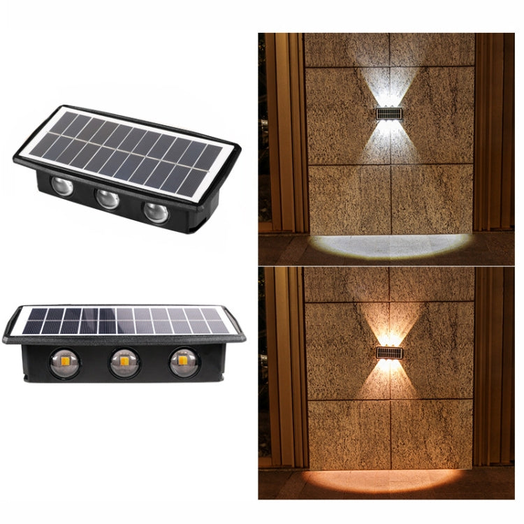 6LED Solar Wall Lamp Outdoor Waterproof Up And Down Double-headed Spotlights(White+Warm Light) - Solar Lights by buy2fix | Online Shopping UK | buy2fix