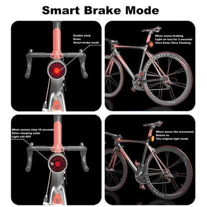 Bicycle Smart Sensor Brake Light USB Tail Light Warning Light(Silver) - Taillights by buy2fix | Online Shopping UK | buy2fix