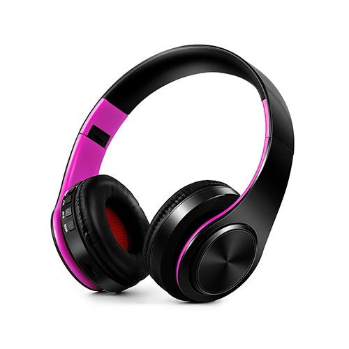 HIFI Stereo Wireless Bluetooth Headphone for Xiaomi iPhone Sumsamg Tablet, with Mic, Support SD Card & FM(Pink blacK) - Headset & Headphone by buy2fix | Online Shopping UK | buy2fix