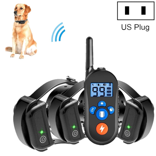 800m Remote Control Electric Shock Bark Stopper Vibration Warning Pet Supplies Electronic Waterproof Collar Dog Training Device, Style:556-3(US Plug) - Training Aids by buy2fix | Online Shopping UK | buy2fix