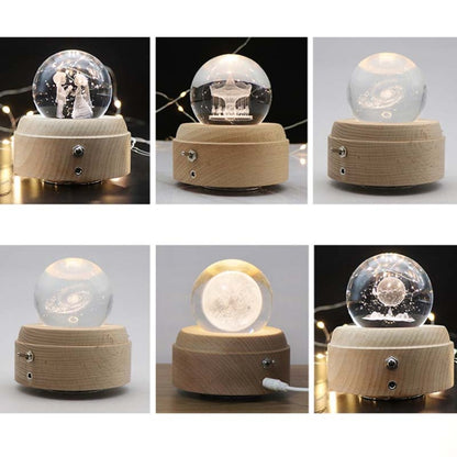 Girl Bedside Lamp Crystal Ball Wooden Base Music Box Charging Glow Rotating Night Light, Random Music(Bride And Groom) - Novelty Lighting by buy2fix | Online Shopping UK | buy2fix