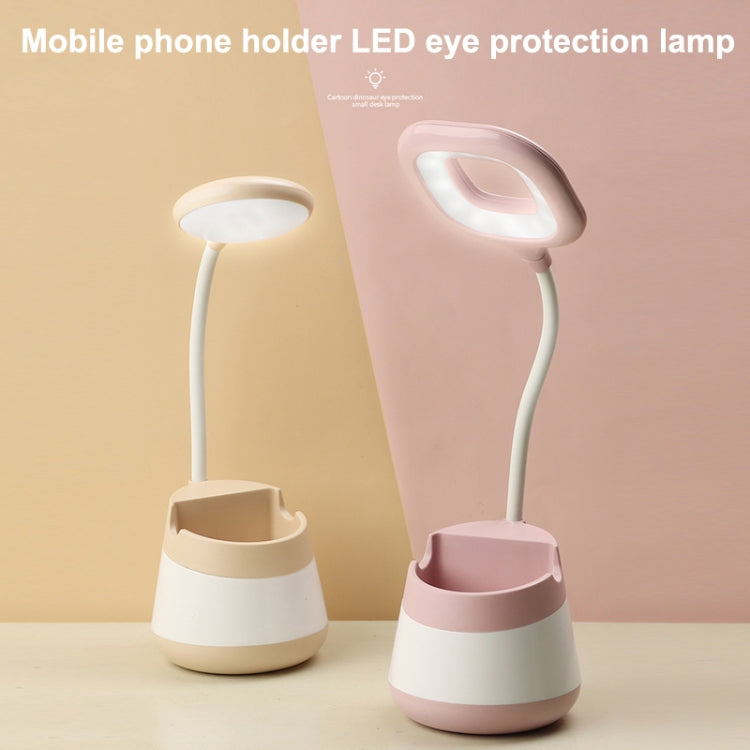 USB Charging LED Desk Light Eye Protection Lamp with Pen Holder and Phone Holder(CS276-4 Yellow) - Desk Lamps by buy2fix | Online Shopping UK | buy2fix