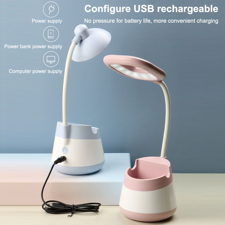 USB Charging LED Desk Light Eye Protection Lamp with Pen Holder and Phone Holder(CS276-3 Black) - Desk Lamps by buy2fix | Online Shopping UK | buy2fix