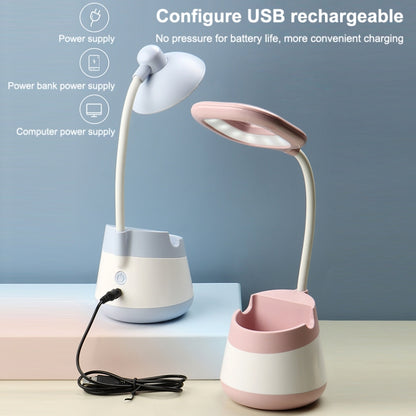 USB Charging LED Desk Light Eye Protection Lamp with Pen Holder and Phone Holder(CS276-4 Yellow) - Desk Lamps by buy2fix | Online Shopping UK | buy2fix