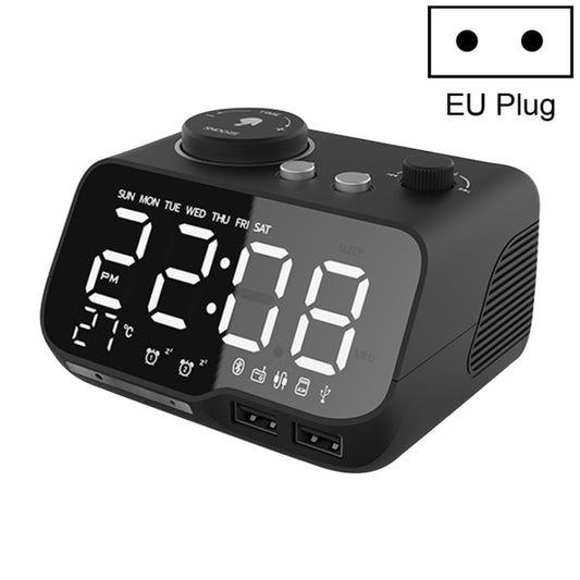 M9 Wireless Bluetooth Speaker Multifunctional Desktop Alarm Clock Support TF Card & U Disk & AUX EU Plug(Black) - Desktop Speaker by buy2fix | Online Shopping UK | buy2fix