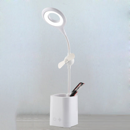 WS-8010 LED Fan Desk Lamp Bedside Desk USB Folding Desk Lamp, Colour: Pen Holder White Fan Blade - Desk Lamps by buy2fix | Online Shopping UK | buy2fix