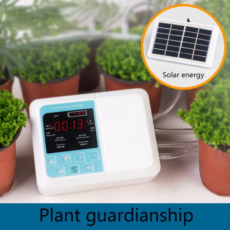 G89456 Solar Intelligent Voice Timing Automatic Flower Watering Device Lazy Plant Dripper, Specification: Double Pump 20 Sets Drop 15M Tube(White) - Watering & Irrigation by buy2fix | Online Shopping UK | buy2fix