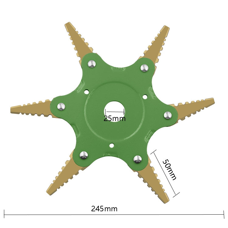 Toothed Mower Blade Six-Leaf Cyclone Blade Agricultural Weeder Parts(Golden Blade Bagged Green) - Lawn Mower, Saws & Accessories by buy2fix | Online Shopping UK | buy2fix