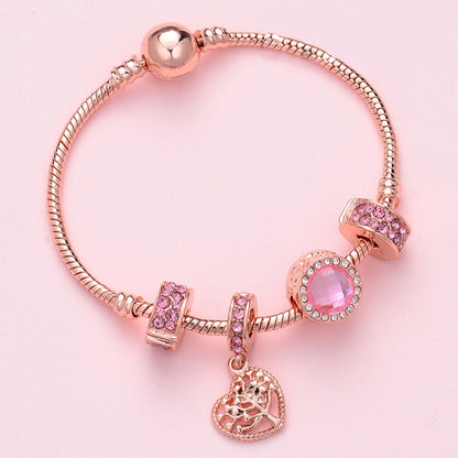 SL130 18cm Women Rose Gold Beaded Bracelet - Bracelets by buy2fix | Online Shopping UK | buy2fix