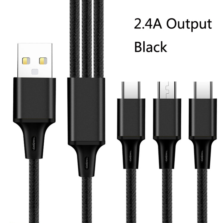 2 PCS ZZ034 USB To 8 Pin + USB-C / Type-C + Micro USB 3 In 1 Fast Charging Cable, Style: Mini-Black - Multifunction Cable by buy2fix | Online Shopping UK | buy2fix