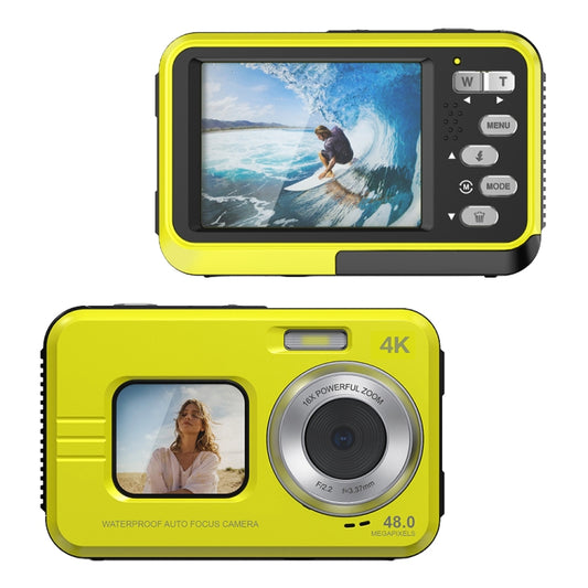 WDC901 3.5m Waterproof 48MP HD Dual Screen Outdoor Sports Digital Camera US Plug(Yellow) - Children Cameras by buy2fix | Online Shopping UK | buy2fix