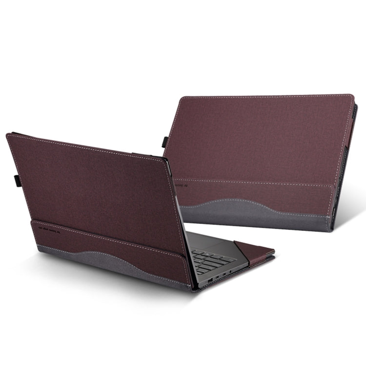 For Samsung Galaxy Book 4 Ultra 16 Inch Leather Laptop Anti-Fall Protective Case(Wine Red) - 15.6 - 17 inch by buy2fix | Online Shopping UK | buy2fix