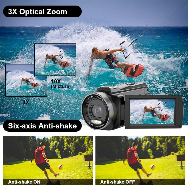 HDV265K 5K 30FPS 3.0-Inch HD Digital 3X Optical Zoom Outdoor Sports DV Camera UK Plug(Black) - Video Cameras by buy2fix | Online Shopping UK | buy2fix