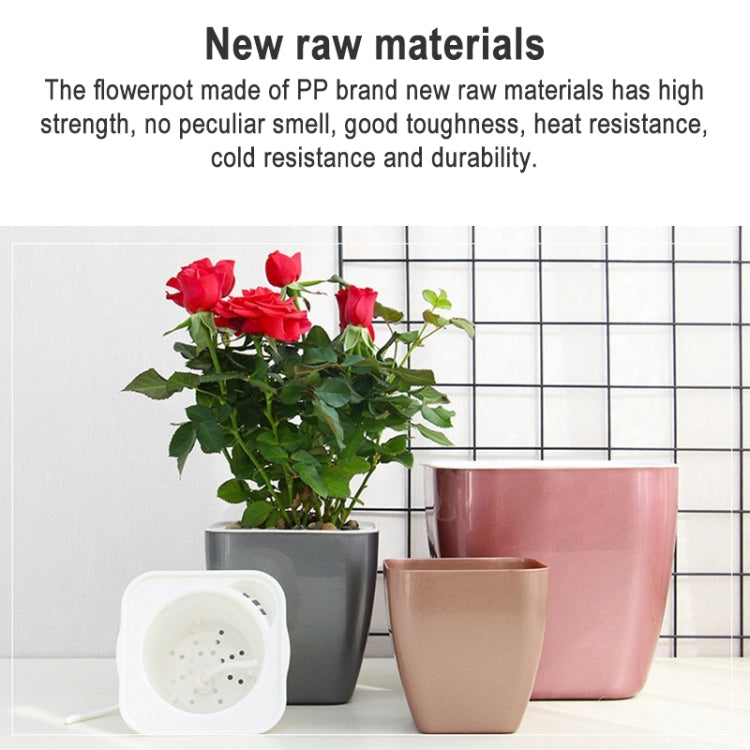 Imitation Metal Colorful Water Storage Plastic Flowerpot, Size: G109 Medium Pot(Square Rose Gold) - Flower Pots & Planters by buy2fix | Online Shopping UK | buy2fix