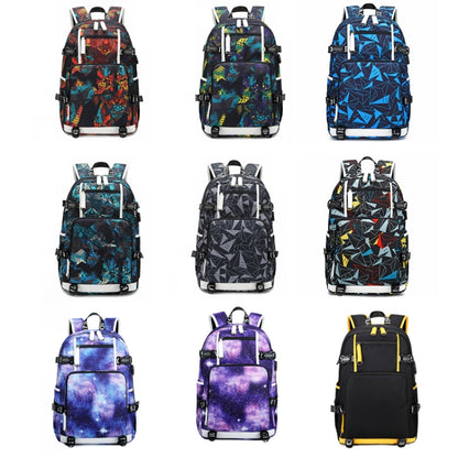 6101-4 Thermal Transfer Casual Backpack Simple Student Schoolbag(Triangular Blue) - Double-shoulder Bags by buy2fix | Online Shopping UK | buy2fix