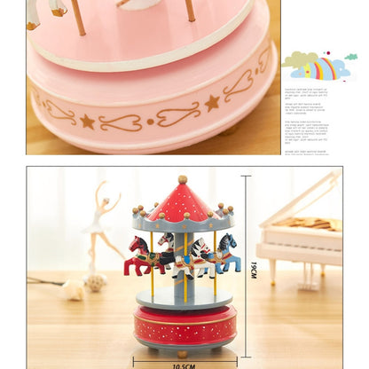 Sky City Carousel Clockwork Music Box Couples Birthday Gift(K0232  Dot Blue + Pink) - Music Box by buy2fix | Online Shopping UK | buy2fix