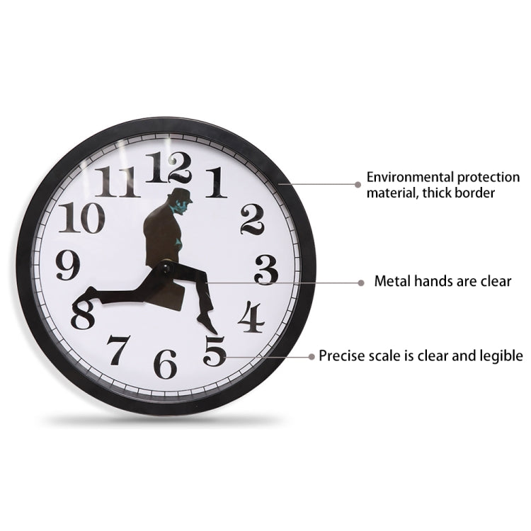 Walking Clock Businessman Briefcase Glass Wall Clock Personality Clock Decoration Round Clock(White) - Wall Clock by buy2fix | Online Shopping UK | buy2fix