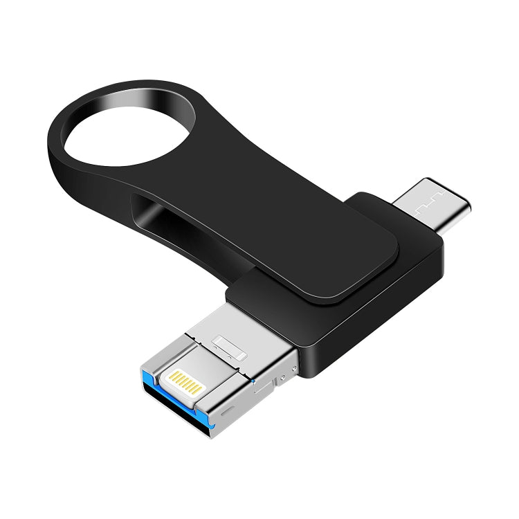 32GB USB 3.0 + 8 Pin + USB-C / Type-C 3 in 1 Mobile Computer Metal U-Disk(Black) - U Disk & Card Reader by buy2fix | Online Shopping UK | buy2fix