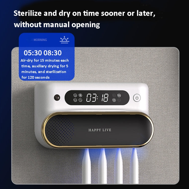 HAPPY LIVE C1 Ultraviolet Toothbrush Sterilizer With Drying Function(Static Black) - Toothbrush Sanitizer by buy2fix | Online Shopping UK | buy2fix