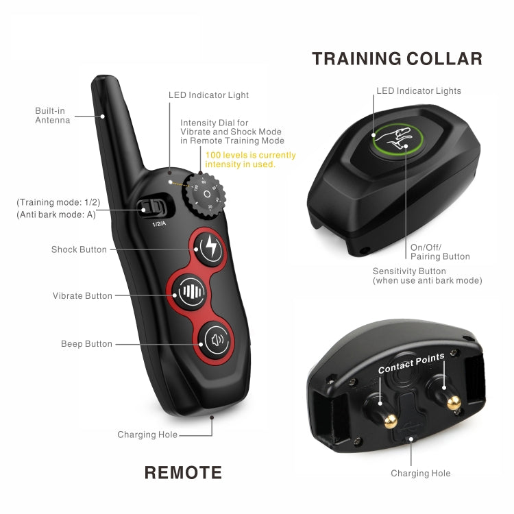 Remote Control Trainer Dog Collar Automatic Barking Stopper, Specification: 1 Drag 1 Orange - Training Aids by buy2fix | Online Shopping UK | buy2fix