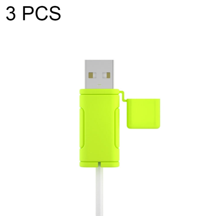 3 PCS Soft Washable Data Cable Silicone Case For Apple, Spec: USB (Mustard Green) - Cable Organizer by buy2fix | Online Shopping UK | buy2fix