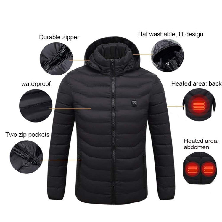 9 Zone Double Control Blue USB Winter Electric Heated Jacket Warm Thermal Jacket, Size: S - Down Jackets by buy2fix | Online Shopping UK | buy2fix