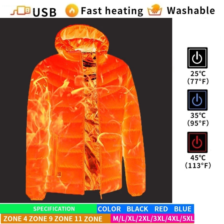 9 Zone Black USB Winter Electric Heated Jacket Warm Thermal Jacket, Size: XXXL - Down Jackets by buy2fix | Online Shopping UK | buy2fix