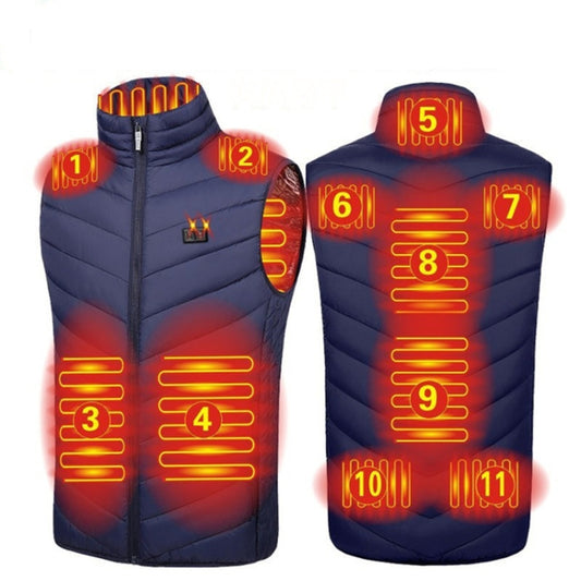 11 Area Double Control Blue USB Electric Heating Undershirt Intelligent Warm Vest(XL) - Down Jackets by buy2fix | Online Shopping UK | buy2fix