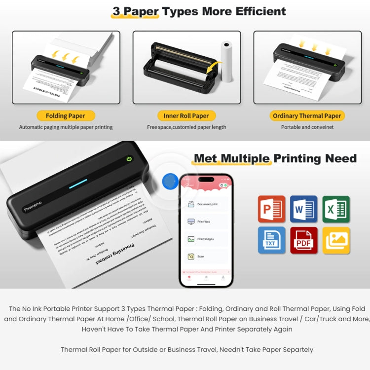 Phomemo M832 300dpi Wireless Thermal Portable Printer, Size: Letter Version(Black) - Printer by Phomemo | Online Shopping UK | buy2fix