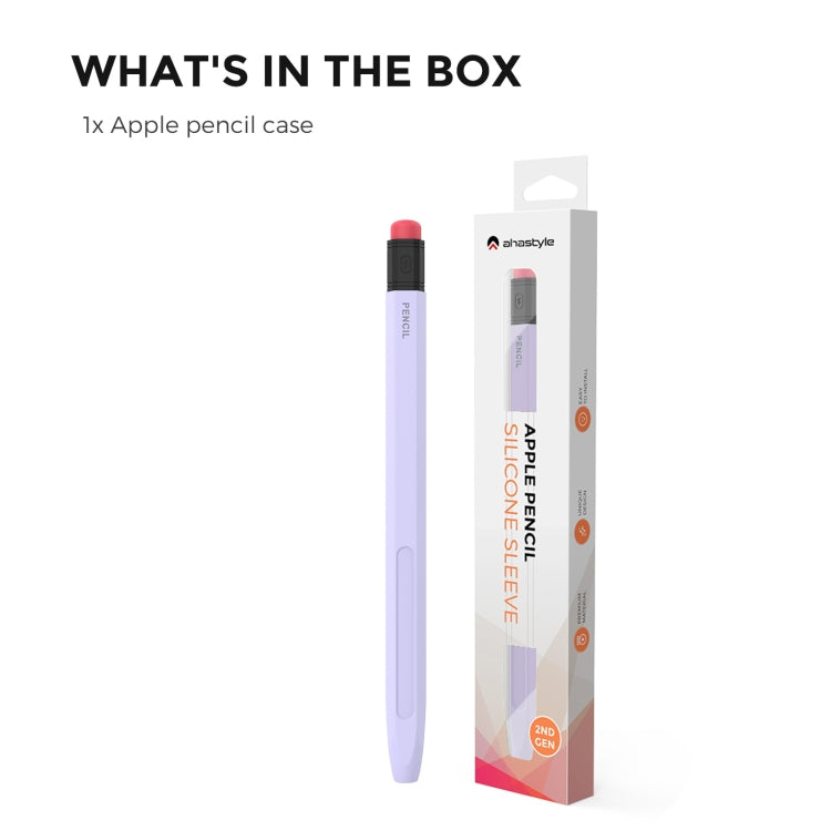 For Apple Pencil 1 AhaStyle PT180-2 Silicone Protective Case Anti-Slip And Anti-Drop Capacitive Pen Case(Purple) - Pencil Accessories by AhaStyle | Online Shopping UK | buy2fix