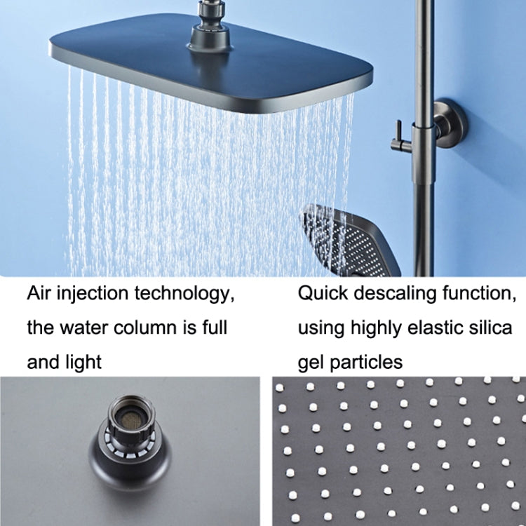 Piano Digital Display Full Copper Faucet Square Nozzle Shower Set, Color: White 1105 - Shower Head by buy2fix | Online Shopping UK | buy2fix