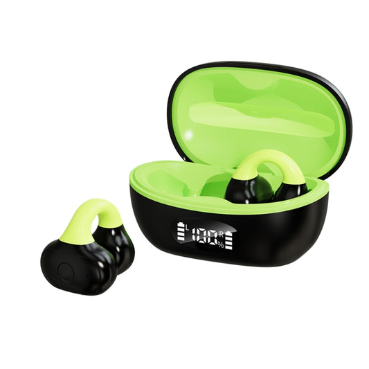 Business Binaural Digital Display Clip-On Bluetooth Earphone With Charging Compartment(Black+Green) - Bluetooth Earphone by buy2fix | Online Shopping UK | buy2fix