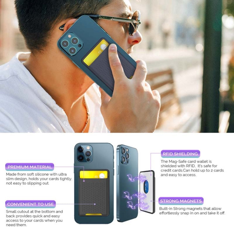 For IPhone 12 / 13 / 14 Series AhaStyle PT133 Mobile Phone Magnetic Silicone Card Case(Midnight Blue Frosted) - Others Accessories by AhaStyle | Online Shopping UK | buy2fix