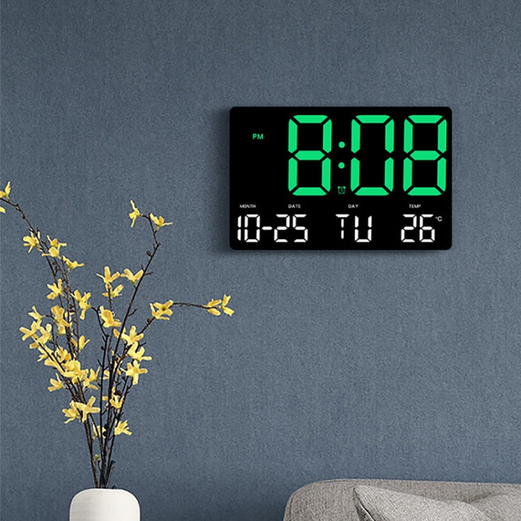 Large Display Led Digital Clock 5 Modes Brightness Adjustable Temperature Mute Electronic Clock(Green Double Color) - Alarm Clocks by buy2fix | Online Shopping UK | buy2fix