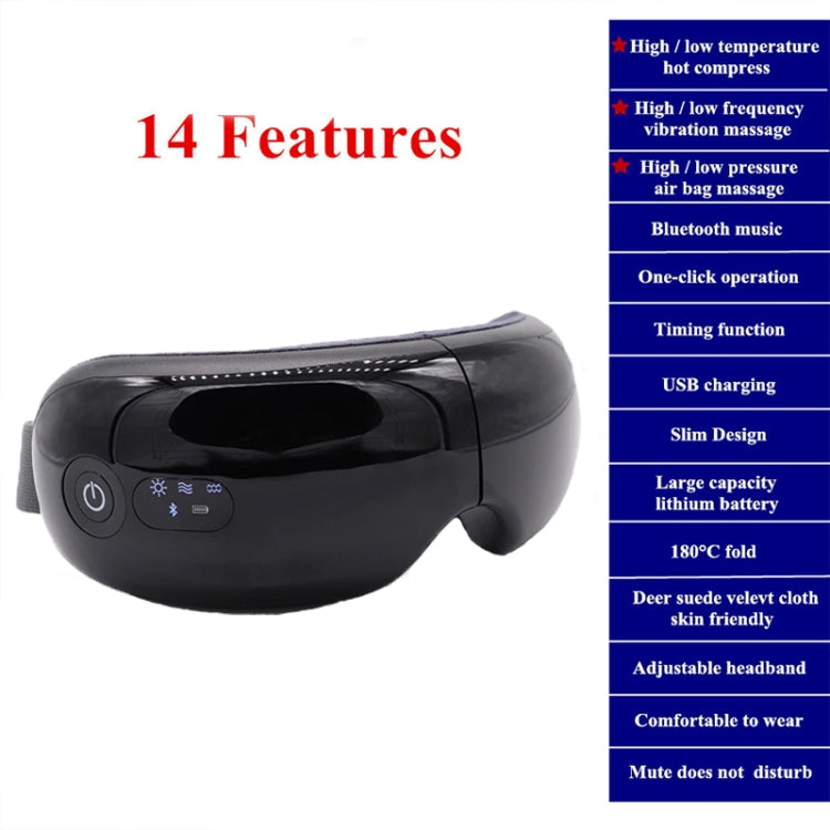 Bluetooth Rechargeable Eye Massager With Heat, Air Pressure And Vibration Massage(Black) - Massage & Relaxation by buy2fix | Online Shopping UK | buy2fix