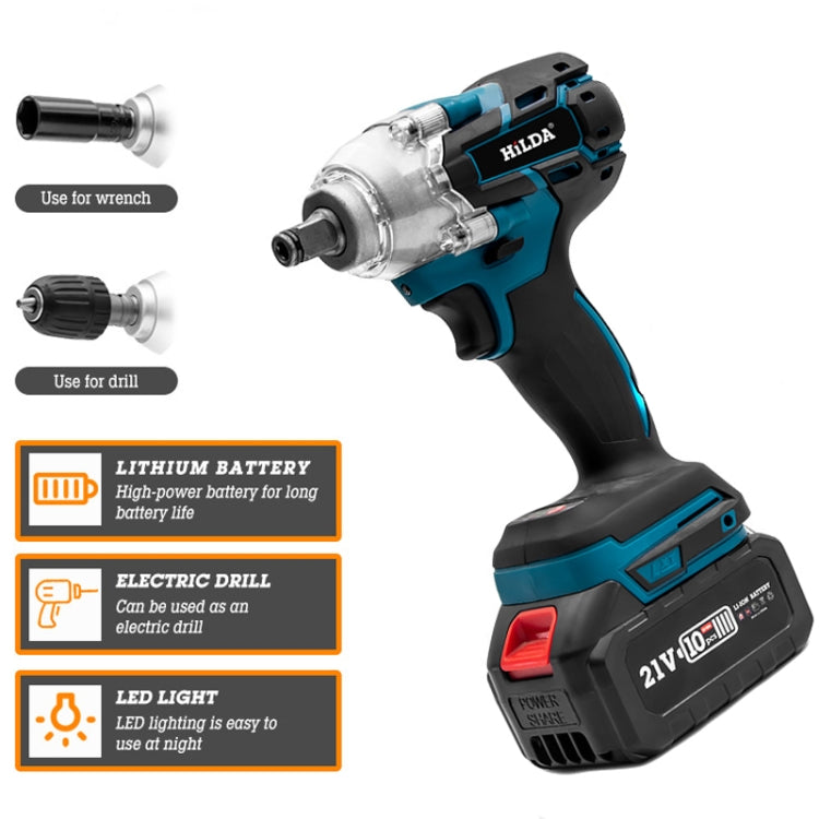 HILDA Motorized Wrenches Lithium Repair Parts With 22mm Socket, EU Plug, Model: Blue With 2 Battery+1 Charger(3000mAh) - Screws by HILDA | Online Shopping UK | buy2fix