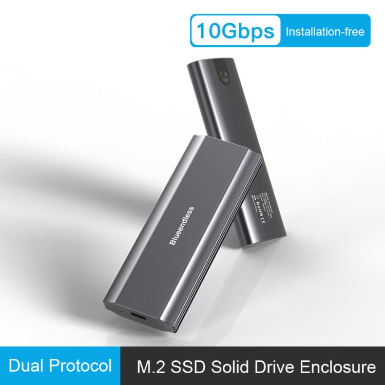 Blueendless 2809 General Dual Protocol Wiring 2-in-1 M.2 Mobile Hard Disk Case SSD External Solid Hard Drive Enclosure Box - HDD Enclosure by Blueendless | Online Shopping UK | buy2fix