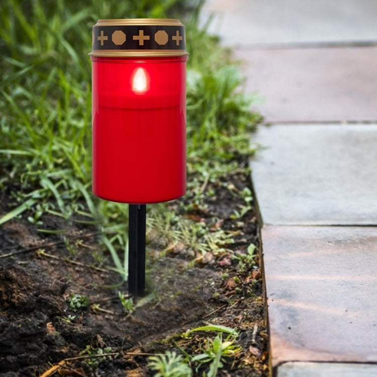 Solar Induction Graves Light Outdoor Waterproof LED Candle Light, Spec: Without Ground Nails Red - Solar Lights by buy2fix | Online Shopping UK | buy2fix