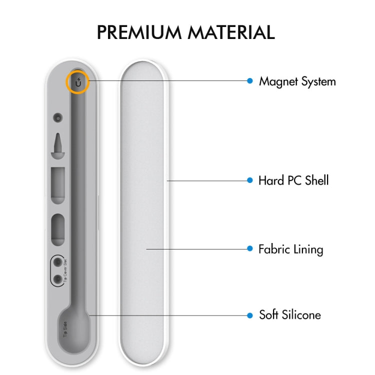 AahStyle PT121 For Apple Pencil 1 / 2 Magnetic Storage Convenient Pen Box(Gray) - Pencil Accessories by AahStyle | Online Shopping UK | buy2fix