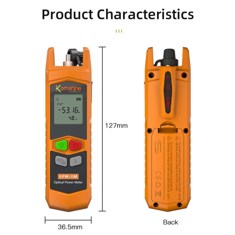 Komshine High Precision Optical Power Meter Mini Fiber Optic Light Attenuation Tester With LED, Specification: A-G/-70dBM to +6DBM - Fiber Optic Test Pen by Komshine | Online Shopping UK | buy2fix