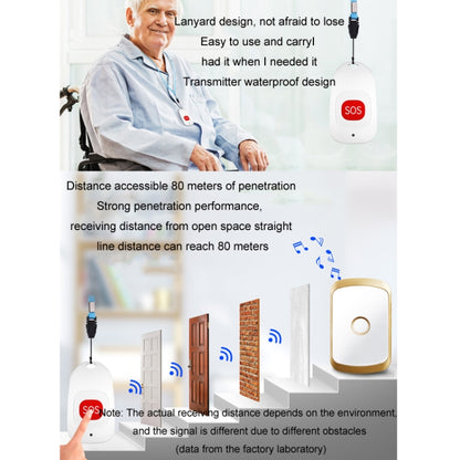 CACAZI C20 Two To Three Wireless Pager For The Elderly Home Care Waterproof Emergency Pager, EU Plug(Silver) - Wireless Doorbell by CACAZI | Online Shopping UK | buy2fix