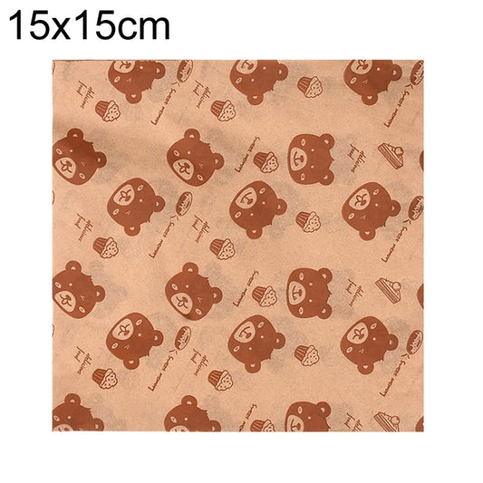 100sheets /Pack Bear Pattern Greaseproof Paper Baking Wrapping Paper Food Basket Liners Paper  15x15cm - Retail Packaging by buy2fix | Online Shopping UK | buy2fix