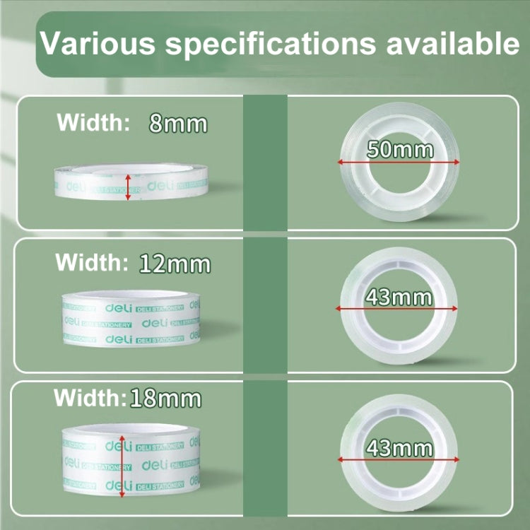 8 Rolls Wide 1.8cm x Length 27.3m Deli Small High Viscosity Office Transparent Tape Student Stationery Tape - Tape & Solid glue by Deli | Online Shopping UK | buy2fix